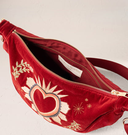 Enchanted Heart Velvet Crossbody Sling Bag