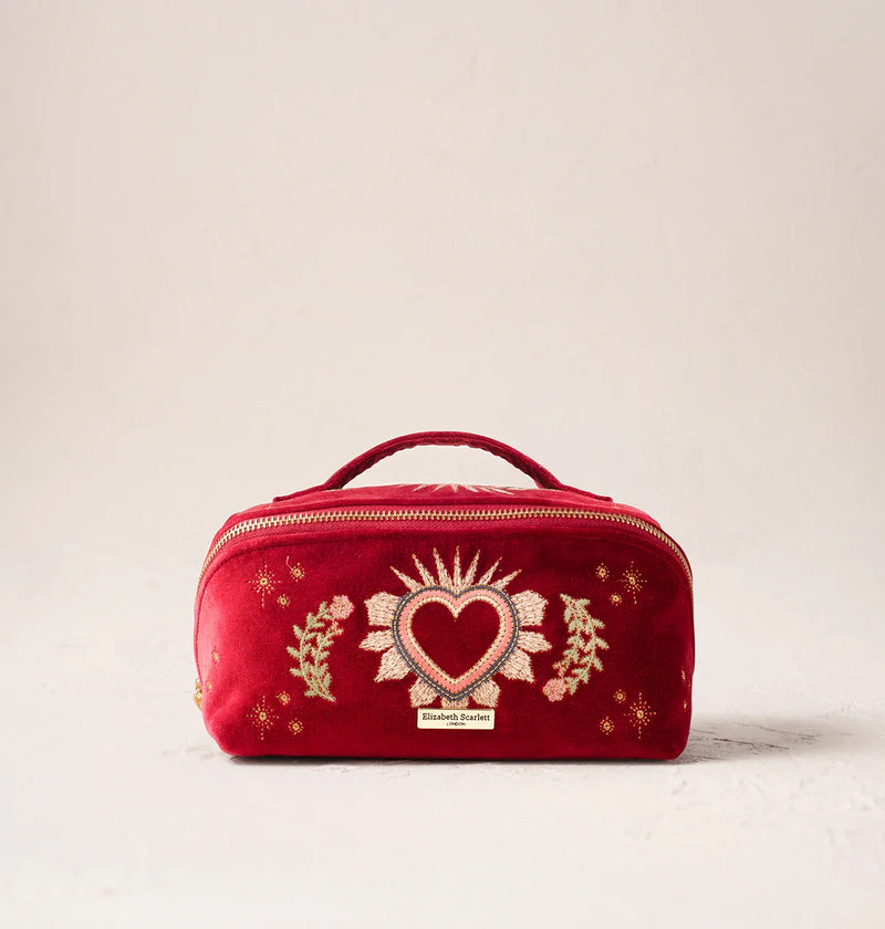 Velvet Open Flat Makeup Bag | Embroidered – Elizabeth Scarlett