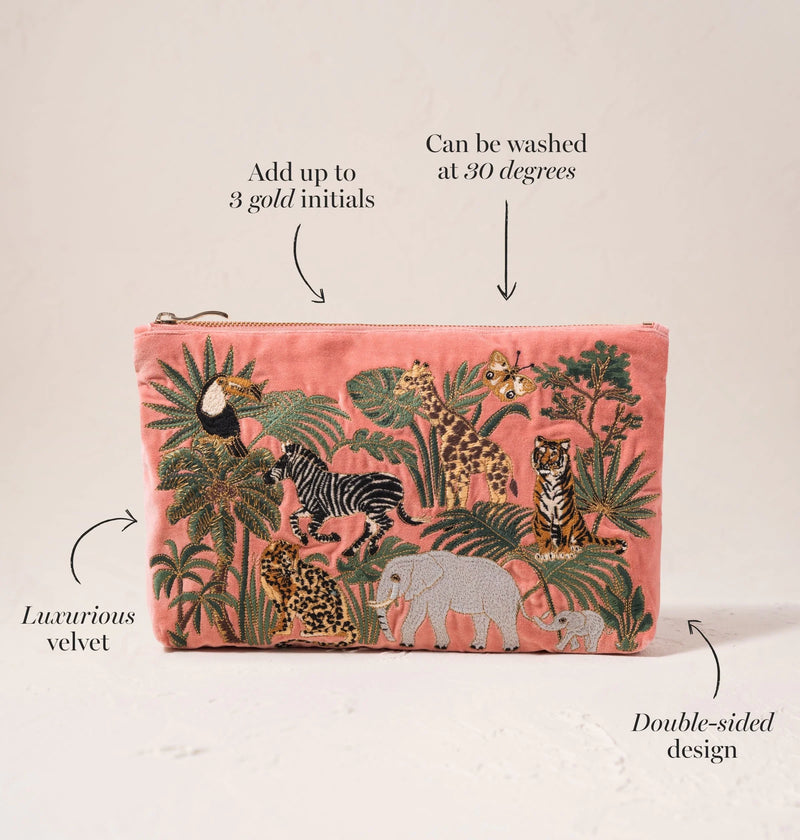 Elizabeth Scarlett 動物刺繍ポーチ　しまうま　エブリデイポーチ World Wildlife Everyday Pouch | Makeup Bag & Beauty Organiser