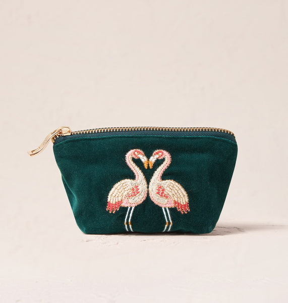 FlamingoEmeraldVelvetCoinPurse
