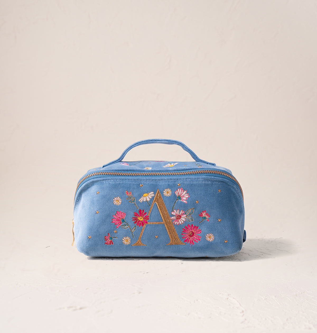 Floral Alphabet Open Flat Makeup Bag