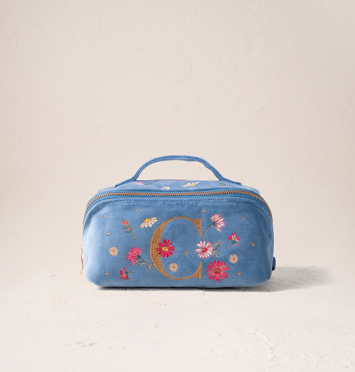 Floral Alphabet Open Flat Makeup Bag