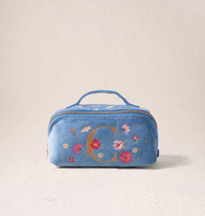Floral Alphabet Open Flat Makeup Bag