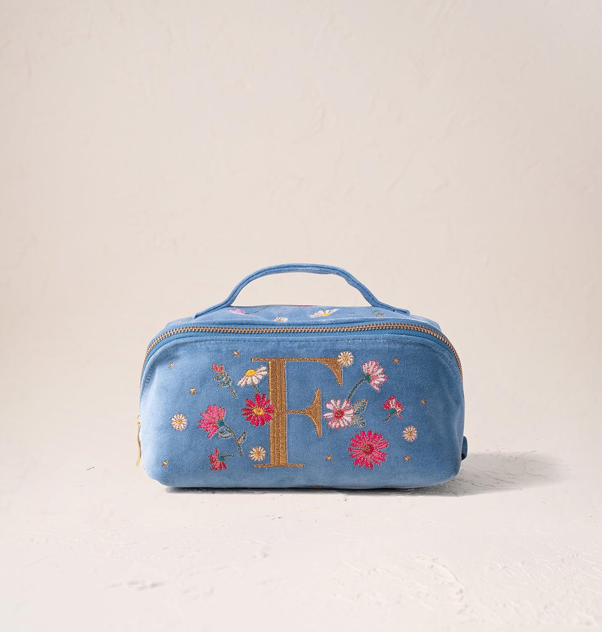 Floral Alphabet Open Flat Makeup Bag