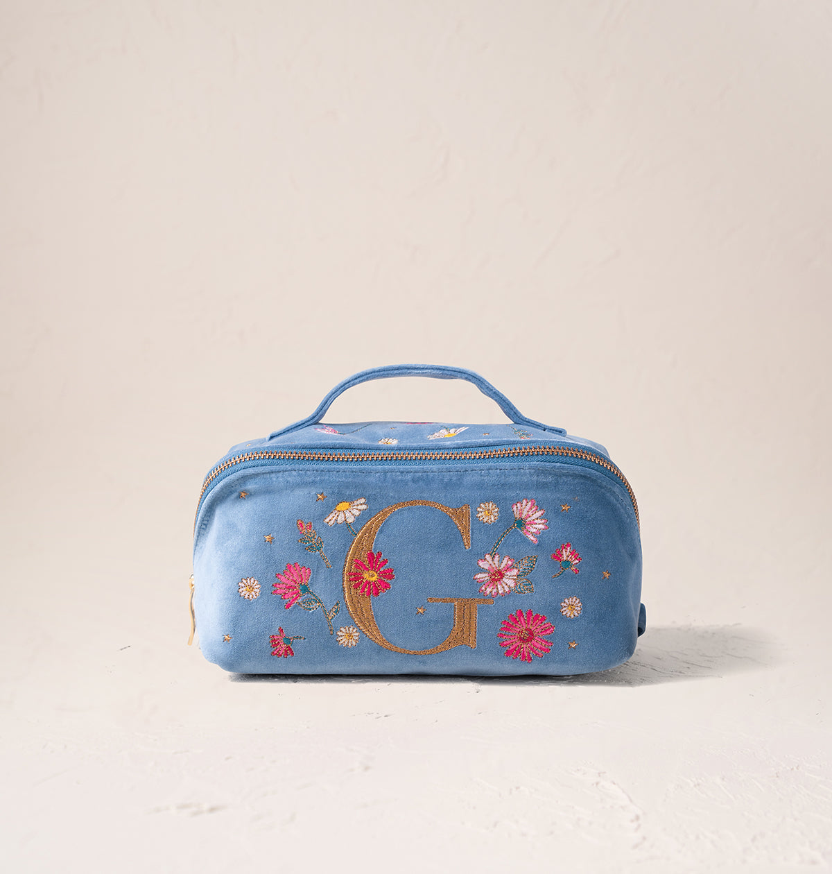 Floral Alphabet Open Flat Makeup Bag
