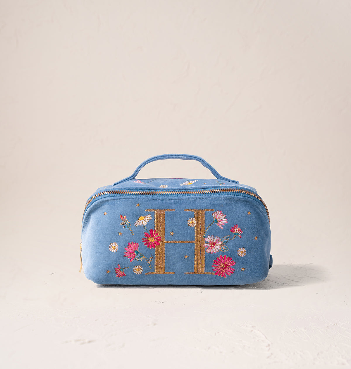 Floral Alphabet Open Flat Makeup Bag