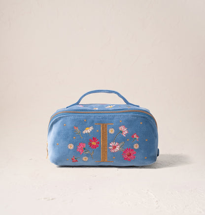 Floral Alphabet Open Flat Makeup Bag