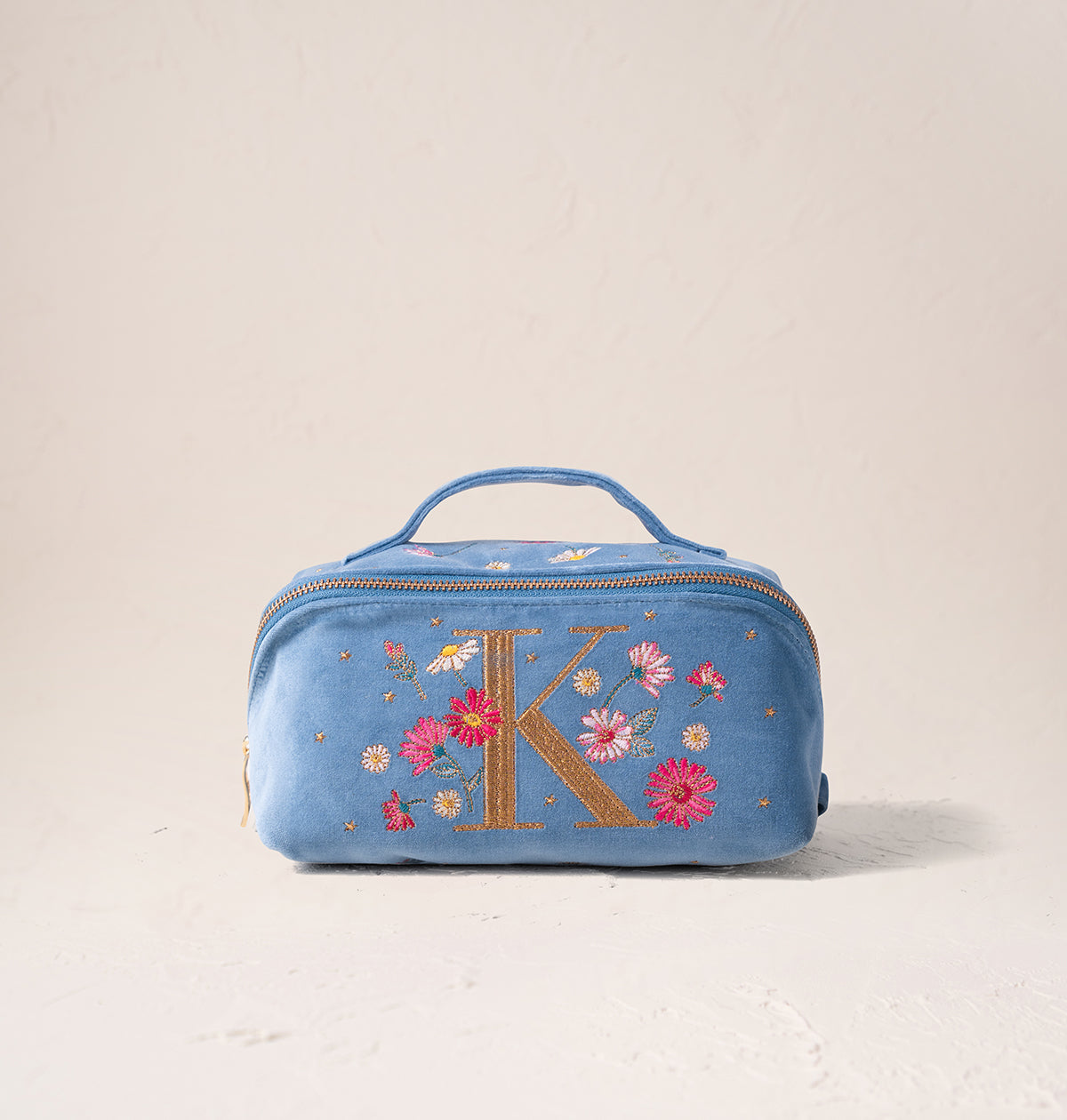 Floral Alphabet Open Flat Makeup Bag
