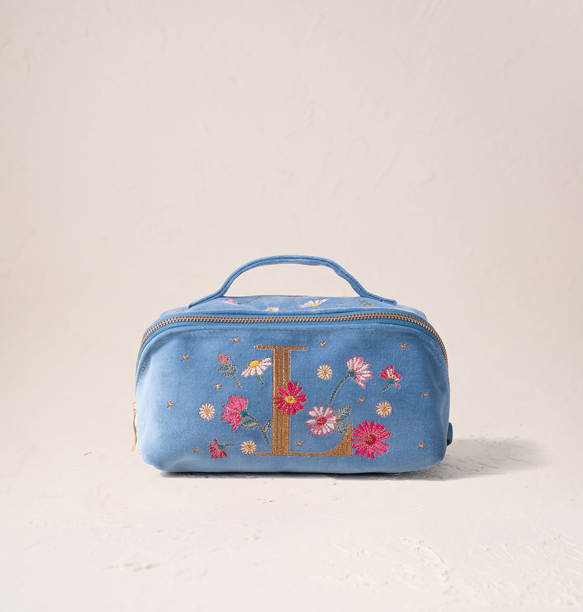 Floral Alphabet Open Flat Makeup Bag