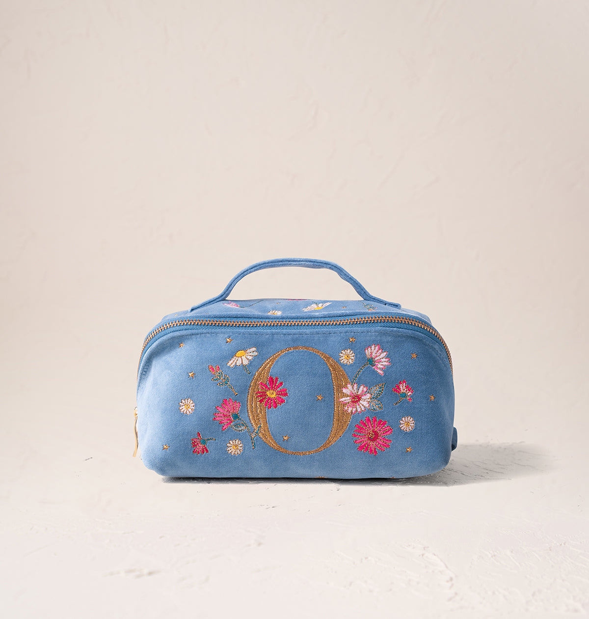 Floral Alphabet Open Flat Makeup Bag