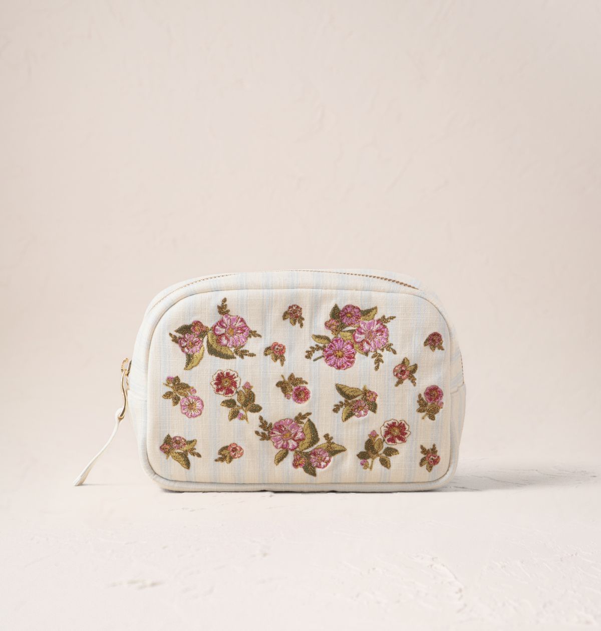 Floral Bouquet Stripe Printed Makeup Bag