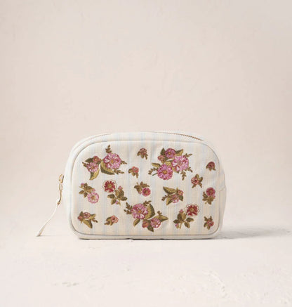 Floral Bouquet Stripe Printed Makeup Bag
