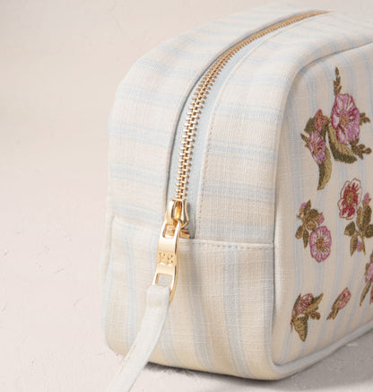 Floral Bouquet Stripe Printed Makeup Bag