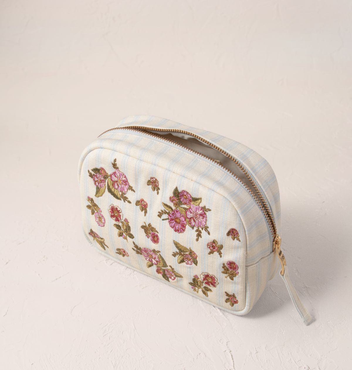 Floral Bouquet Stripe Printed Makeup Bag