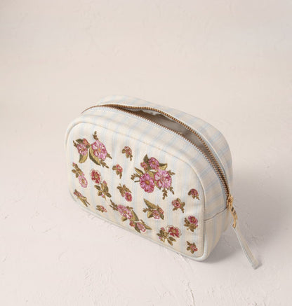 Floral Bouquet Stripe Printed Makeup Bag