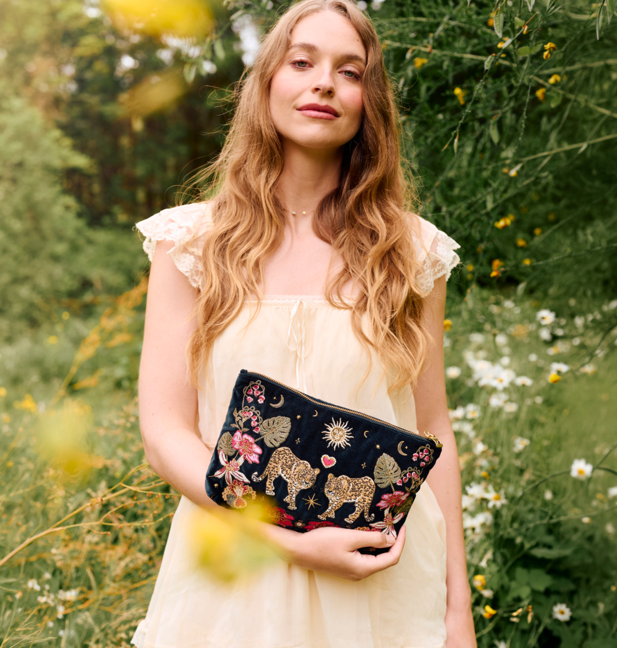 Celestial Leopard Velvet Everyday Pouch