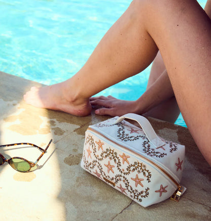 Starfish Garden Velvet Open Flat Makeup Bag