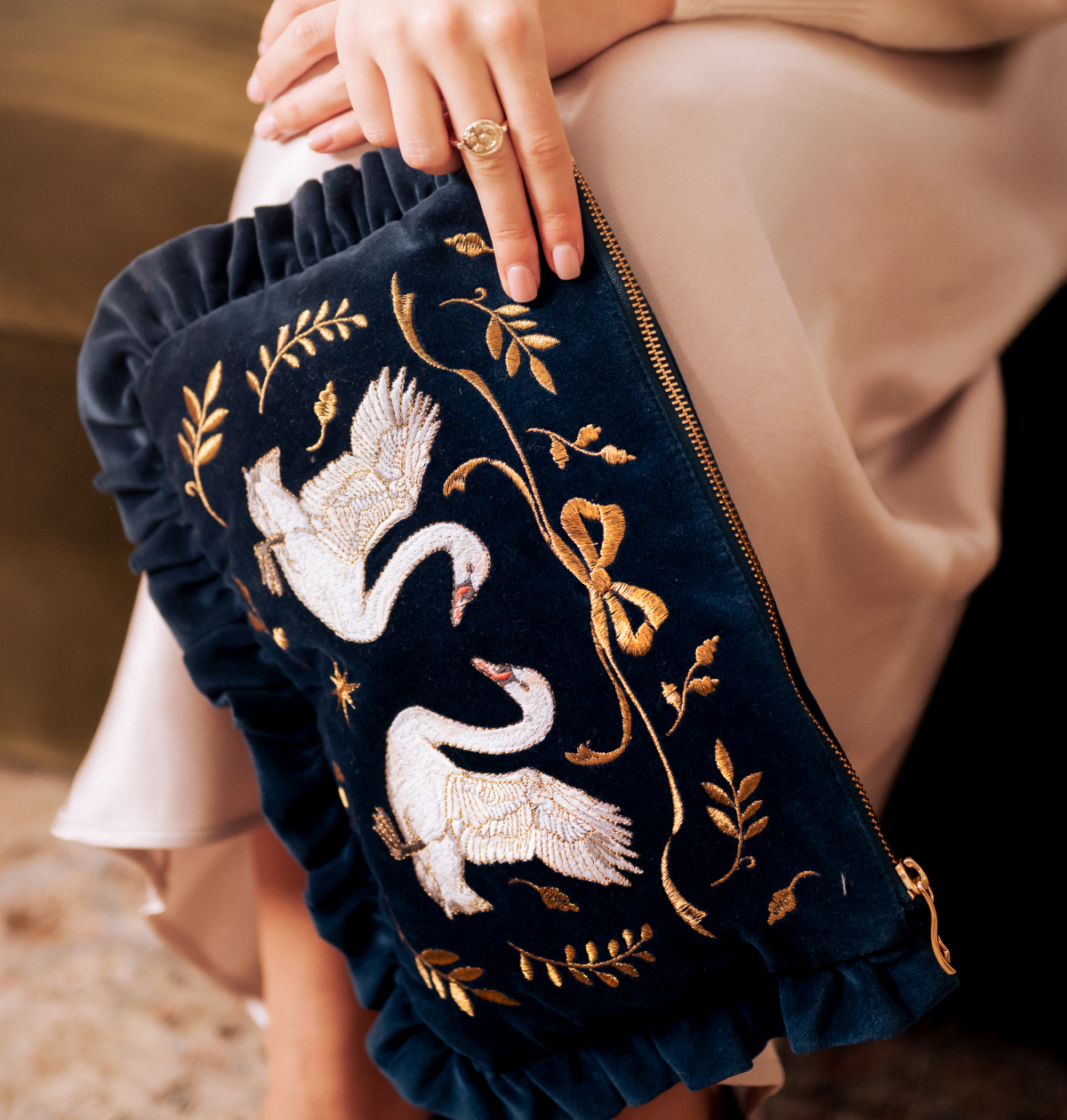 Majestic Swans Frill Pouch