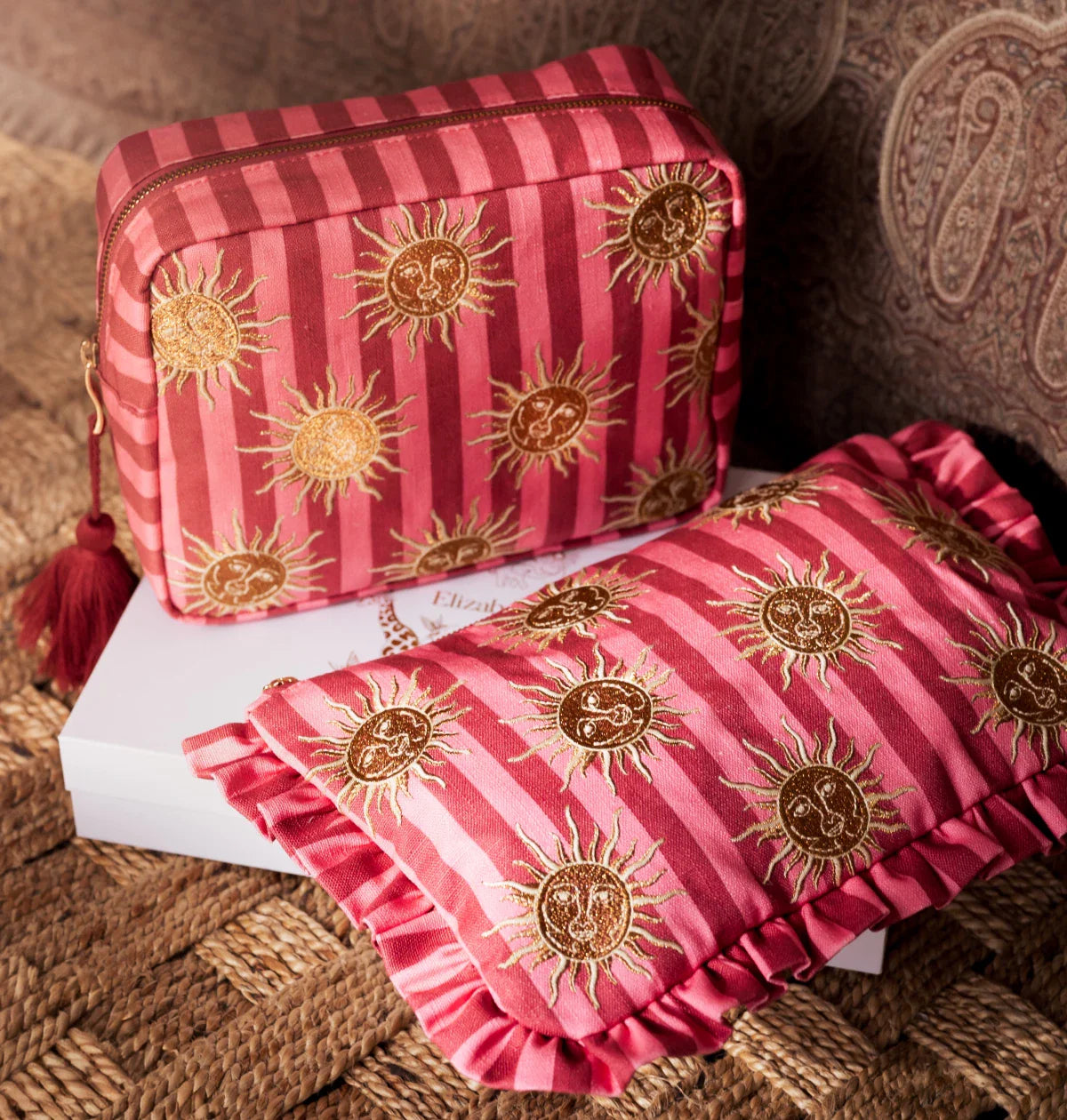 Sun Goddess Striped Wash Bag