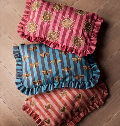 Love Hearts Striped Frill Pouch