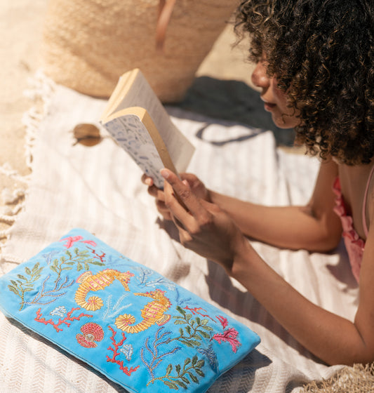 Coral Seahorse Everyday Pouch