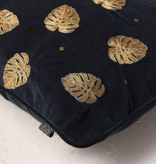 Gold Jungle Leaf Cushion Cover