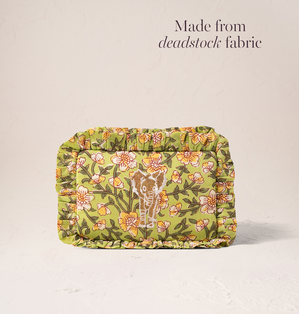 Golden Elephants Cotton Rebirth Frill Makeup Bag
