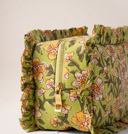 Golden Elephants Cotton Rebirth Frill Makeup Bag