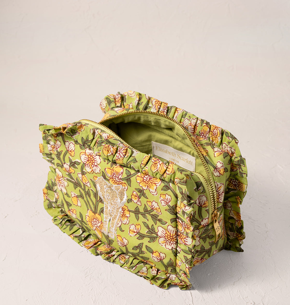 Golden Elephants Cotton Rebirth Frill Makeup Bag
