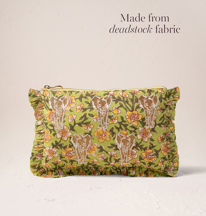 Golden Elephants Cotton Rebirth Frill Pouch