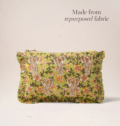 Golden Elephants Cotton Rebirth Frill Pouch