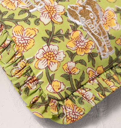 Golden Elephants Cotton Rebirth Frill Pouch
