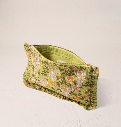 Golden Elephants Cotton Rebirth Frill Pouch