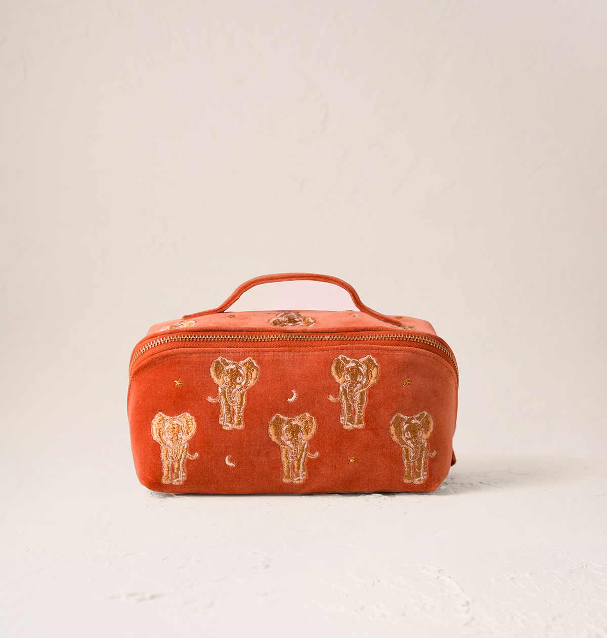 Golden Elephants Open Flat Makeup Bag