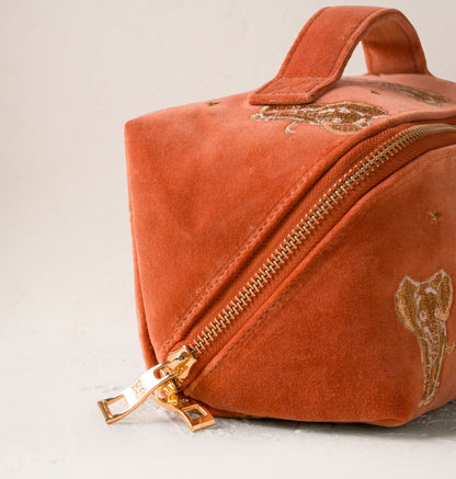 Golden Elephants Open Flat Makeup Bag