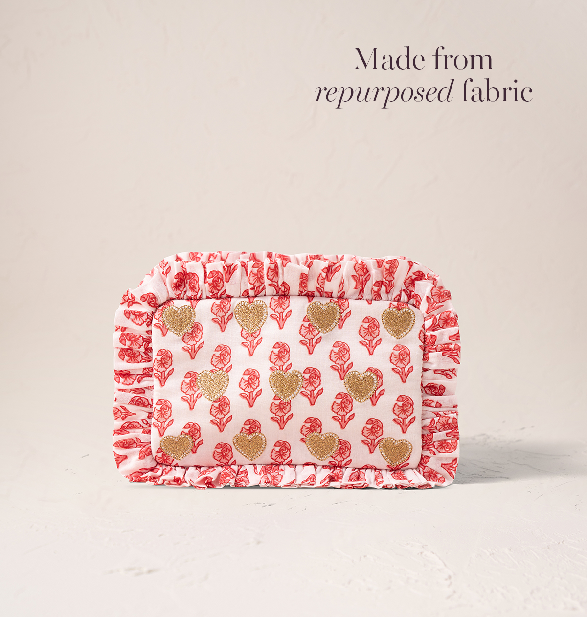 Hearts Cotton Rebirth Frill Makeup Bag