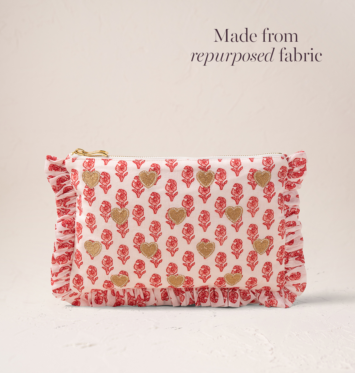 Hearts Cotton Rebirth Frill Pouch