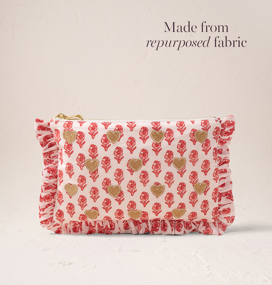 Hearts Cotton Rebirth Frill Pouch