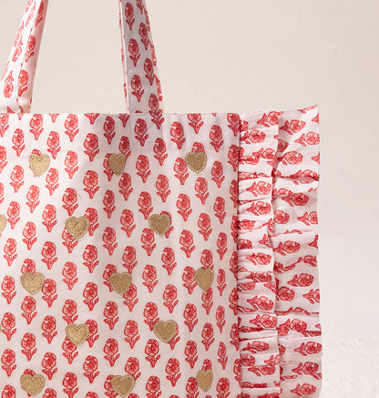 Hearts Cotton Rebirth Frill Tote
