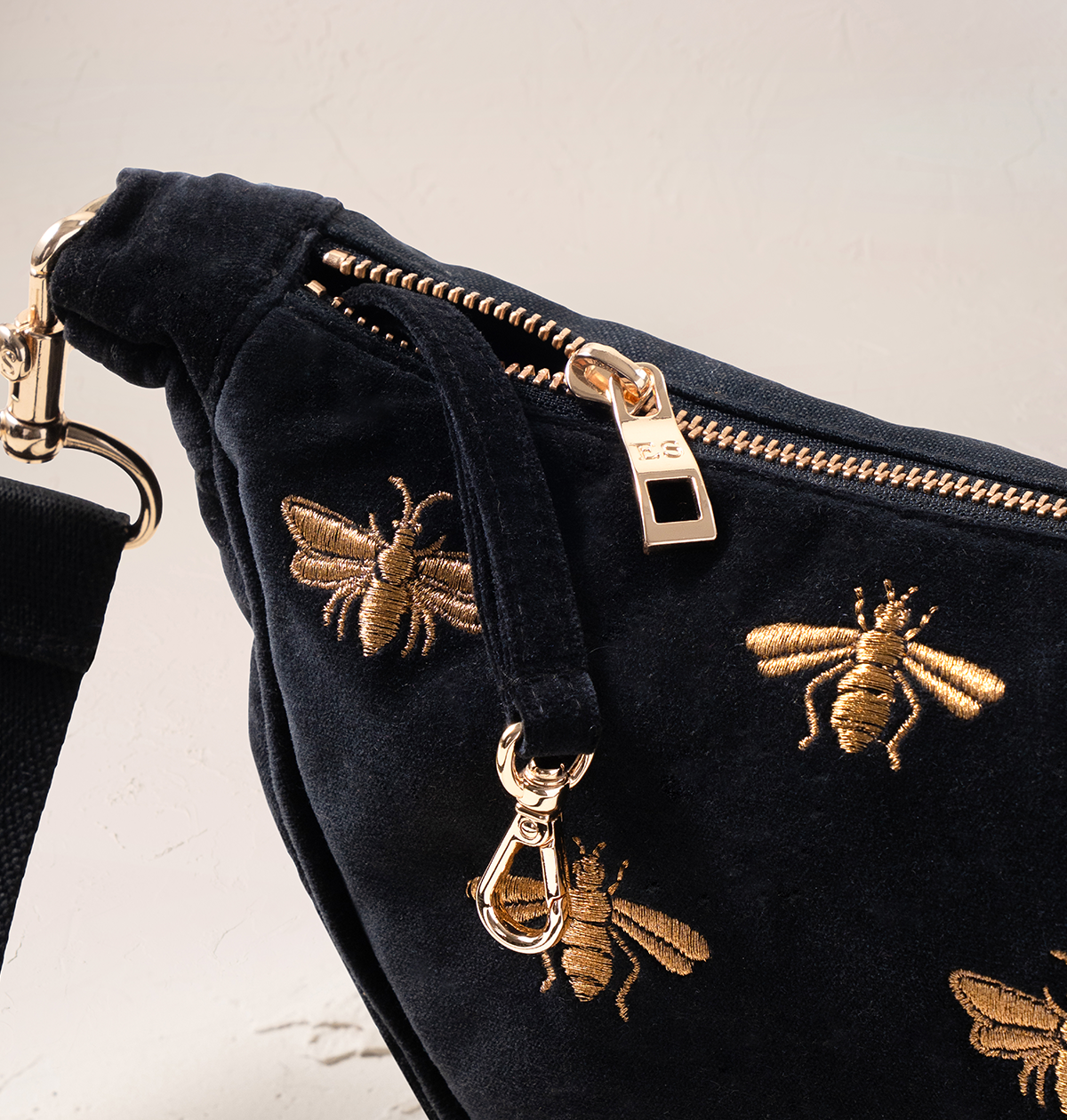 Honey Bee Velvet Crossbody Sling Bag