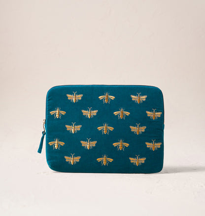 Honey Bee Laptop Case Small - Rich Blue