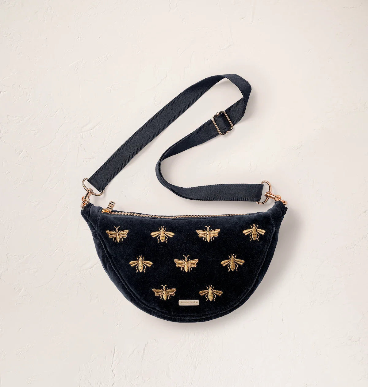 Honey Bee Velvet Crossbody Sling Bag