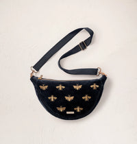 Honey Bee Velvet Crossbody Sling Bag