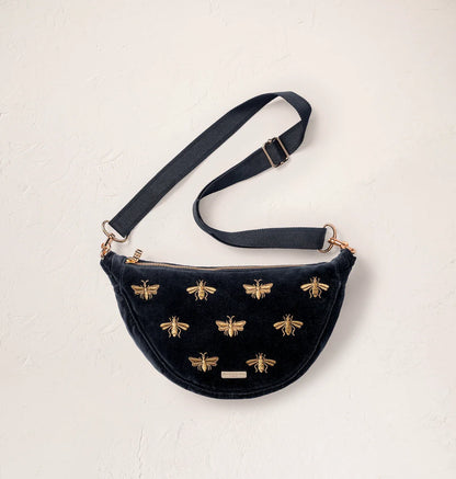 Honey Bee Velvet Crossbody Sling Bag