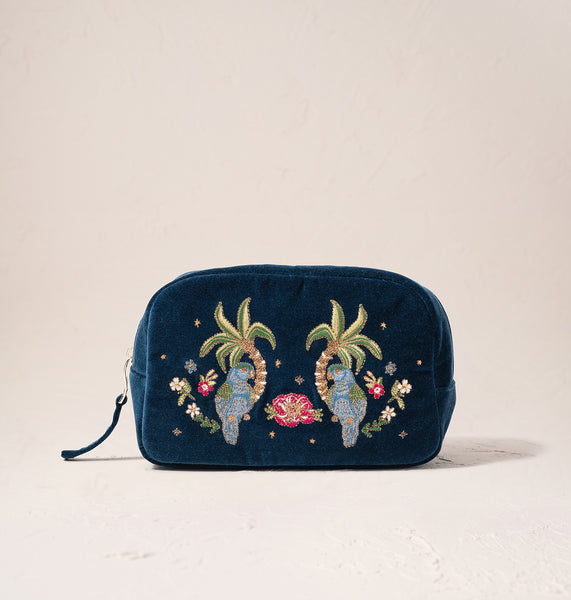 送料関税込【Elizabeth Scarlett】 Velvet Cosmetic Bag ポーチ Elizabeth Scarlett Celestial Eye Rich Blue Velvet Makeup Bag
