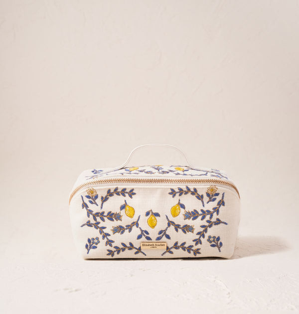 Lemon Garden Open Flat Makeup Bag