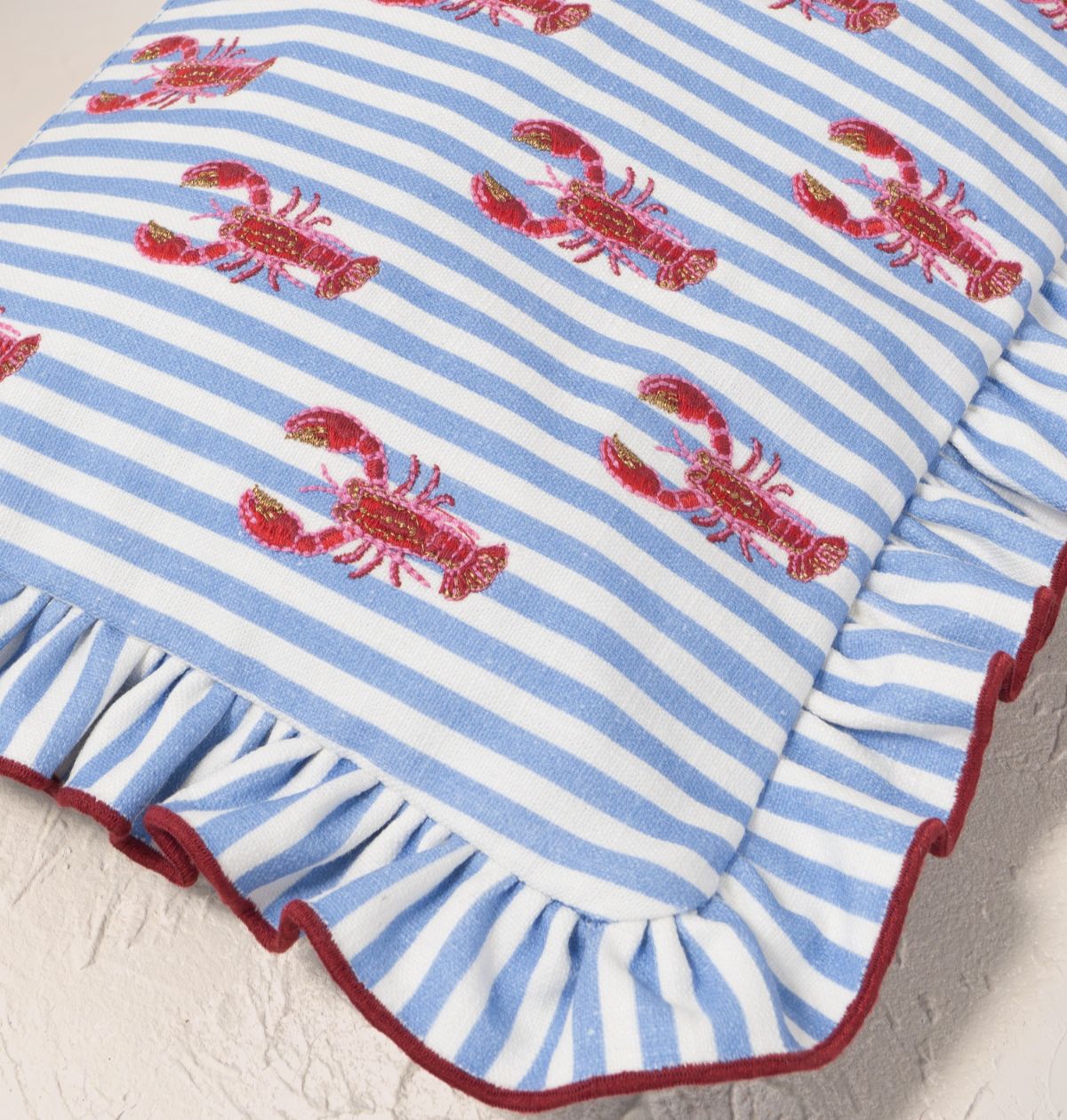 Lobster Stripe Canvas Printed Frill Pouch