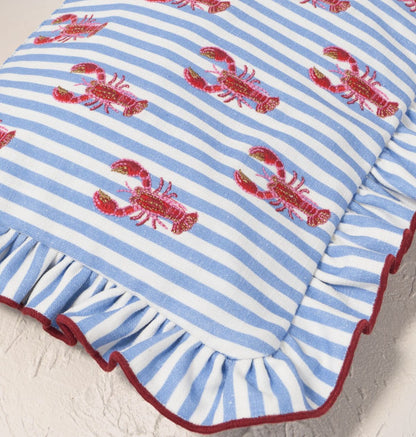 Lobster Stripe Canvas Printed Frill Pouch