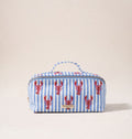 Lobster Stripe Canvas Printed Open Flat Makeup Bag