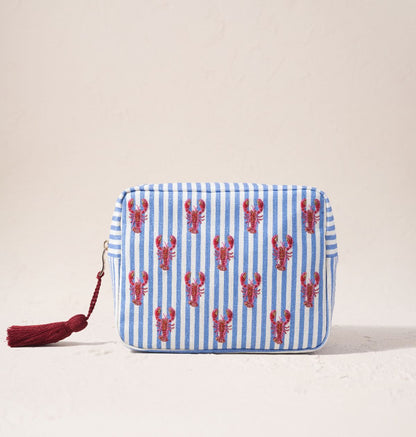Lobster Stripe Canvas Printed Wash Bag